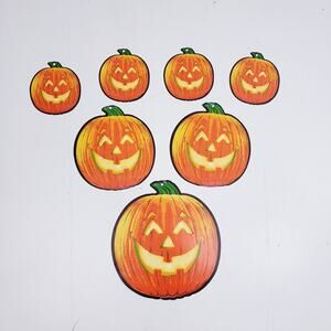 Vintage Halloween Jack O Lantern Die Cut Pumpkins Decoration Amscan Lot of 7